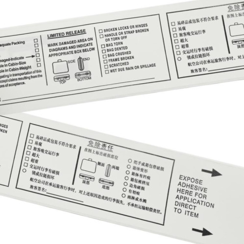 Étiquettes pour bagages avec puce Monza R6-P, étiquettes RFID UHF, incrustation sèche, dimensions : 50 x 500 mm SR96011930-06